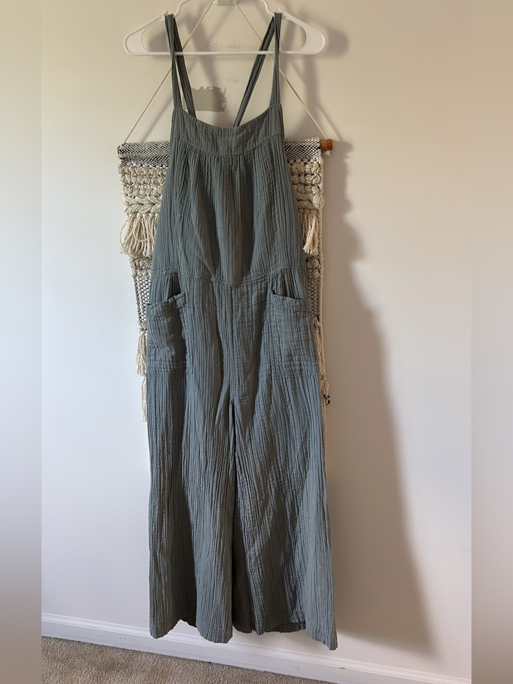 Natural Life Dakota Cotton Gauze Tie Overalls Jumpsuit Sage Green Size XL - Picture 3 of 5